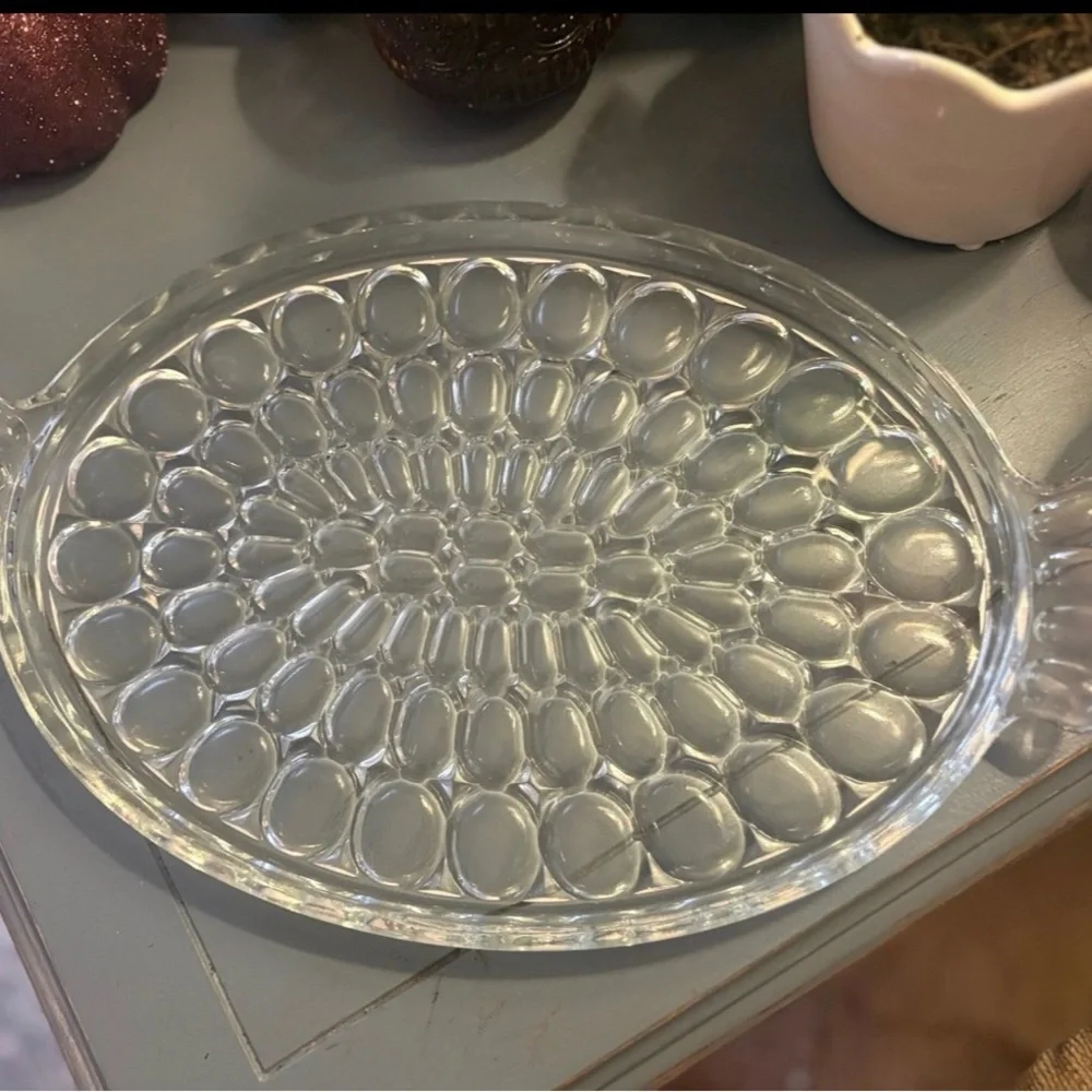 Jeannette Glass Thumbprint Oval Vanity Tray